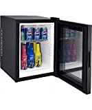 Syntrox Germany 28 Liter Null DB-lautloser Mini Kühlschrank mit Glastür geräuchloser Hotelkühlschrank